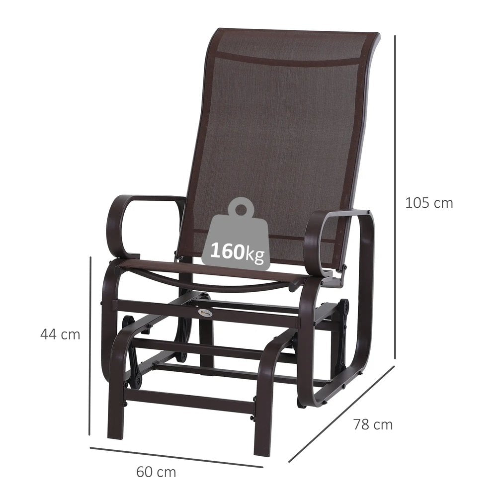 Outsunny Outdoor Gliding Rocking Chair with Sturdy Metal Frame Garden Comfortable Swing Chair 2