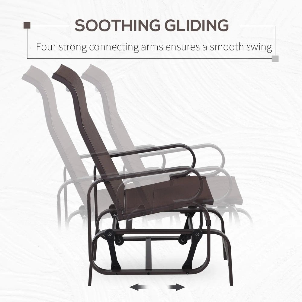 Outsunny Outdoor Gliding Rocking Chair with Sturdy Metal Frame Garden Comfortable Swing Chair 3