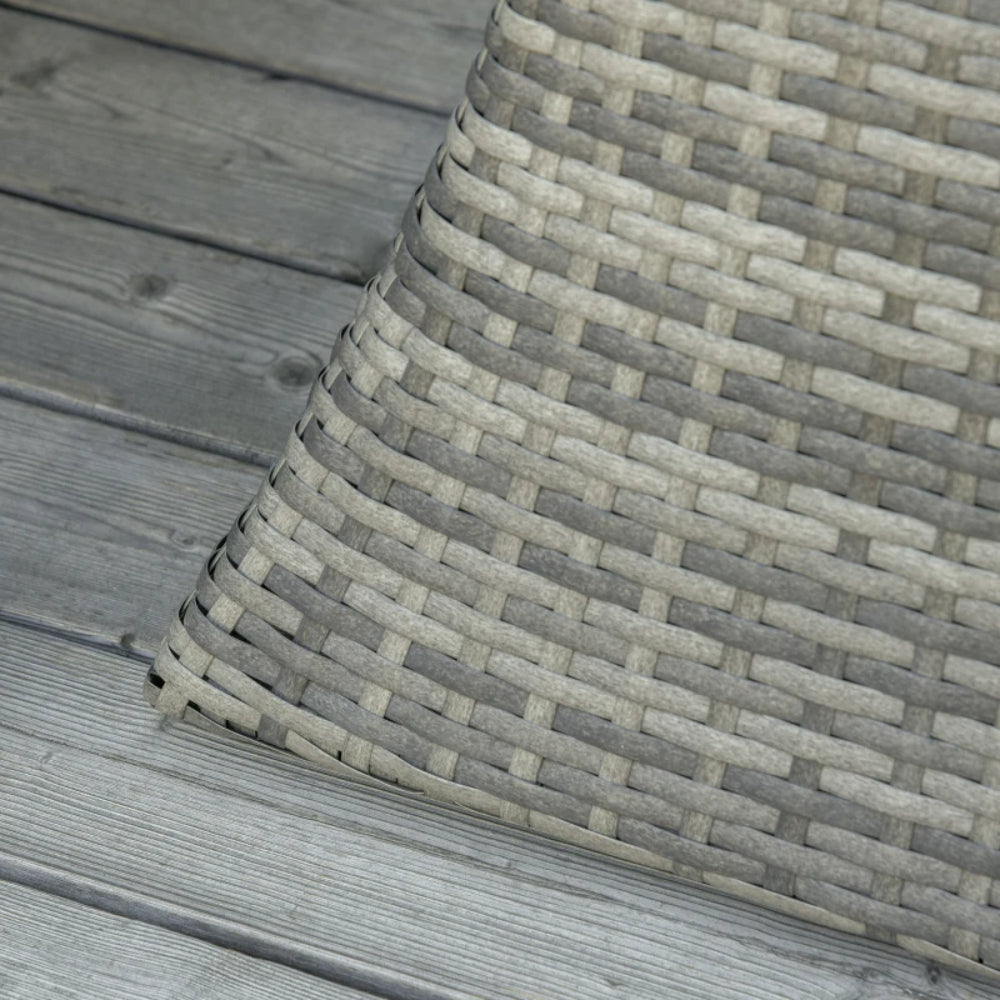 Outsunny Outdoor Patio Rattan Wicker Coffee Table Bistro Side Table w/ Umbrella Hole and Storage Space, Grey