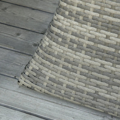 Outsunny Outdoor Patio Rattan Wicker Coffee Table Bistro Side Table w/ Umbrella Hole and Storage Space, Grey