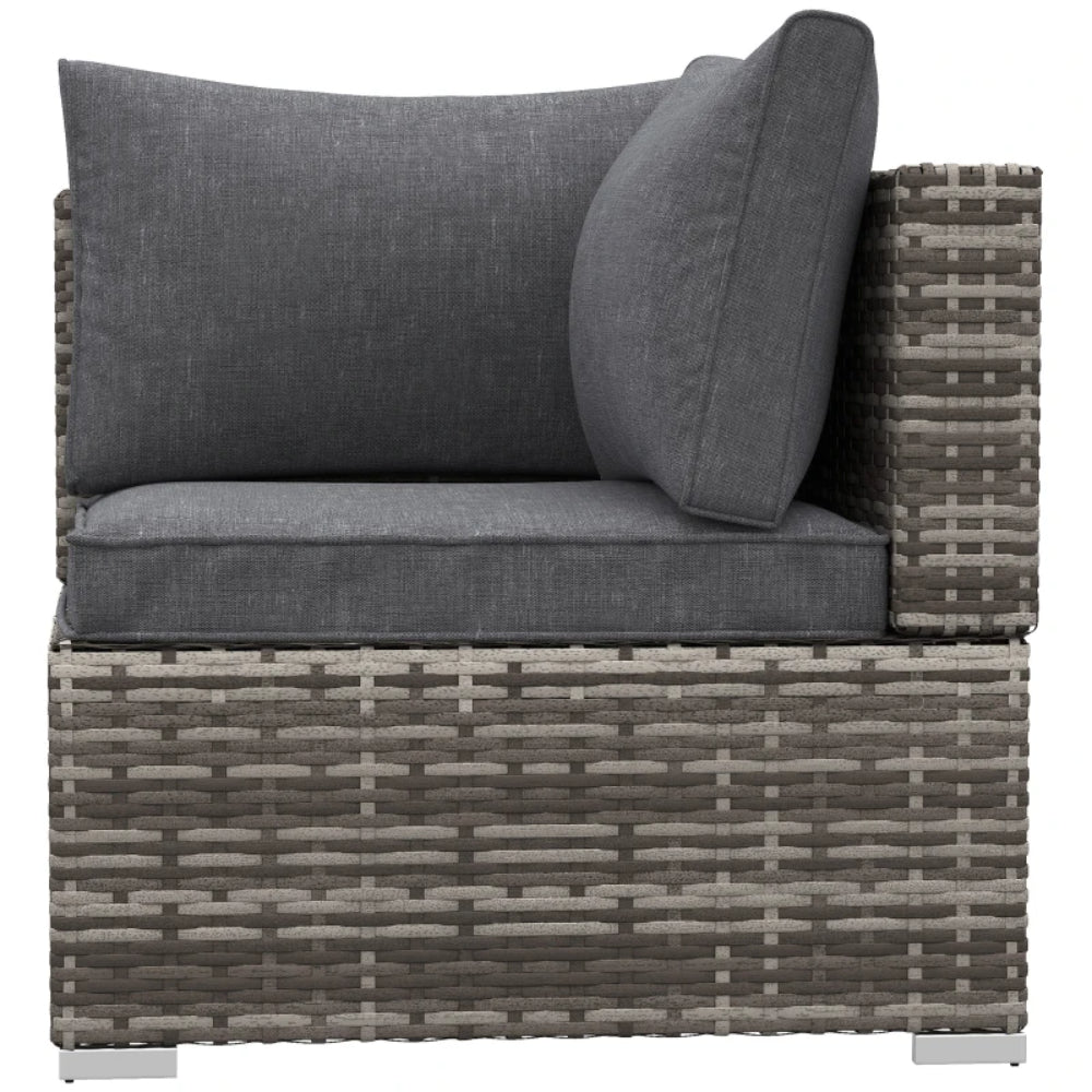 Outsunny Outdoor PE Rattan Corner Sofa, Garden Wicker Furniture Single Sofa Chair w/ Cushions
