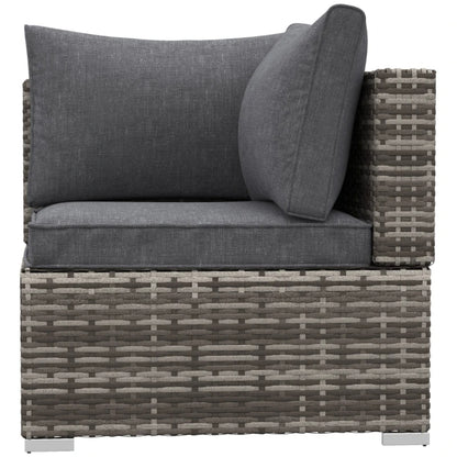 Outsunny Outdoor PE Rattan Corner Sofa, Garden Wicker Furniture Single Sofa Chair w/ Cushions