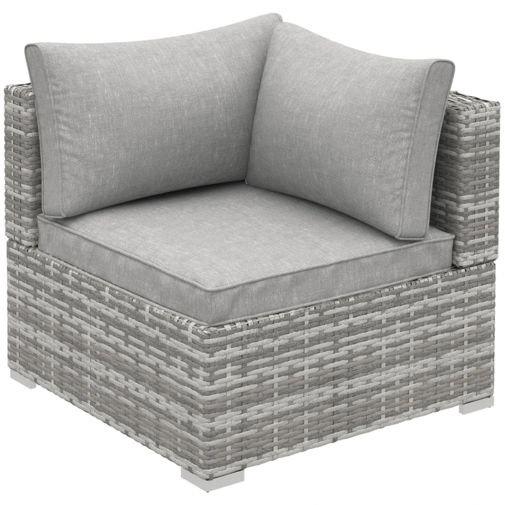 Outsunny Outdoor PE Rattan Corner Sofa, Garden Wicker Furniture Single Sofa Chair w/ Cushions