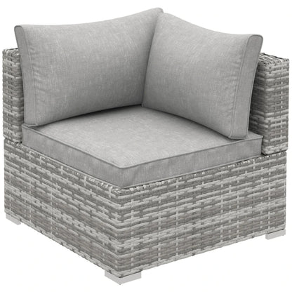 Outsunny Outdoor PE Rattan Corner Sofa, Garden Wicker Furniture Single Sofa Chair w/ Cushions