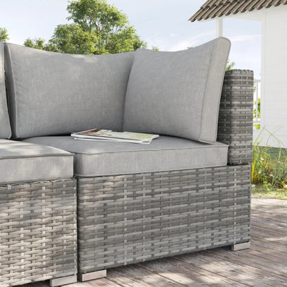 Outsunny Outdoor PE Rattan Corner Sofa, Garden Wicker Furniture Single Sofa Chair w/ Cushions