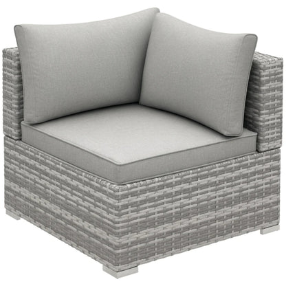 Outsunny Outdoor PE Rattan Corner Sofa, Garden Wicker Furniture Single Sofa Chair w/ Cushions