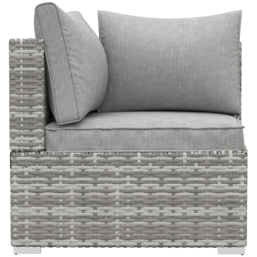Outsunny Outdoor PE Rattan Corner Sofa, Garden Wicker Furniture Single Sofa Chair w/ Cushions