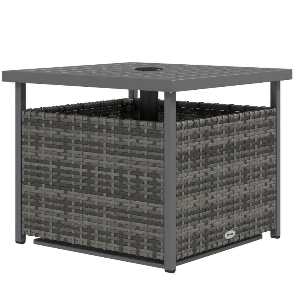 Outsunny Outdoor Rattan Wicker Coffee Table w/ Umbrella Hole Suitable for Garden Garden
