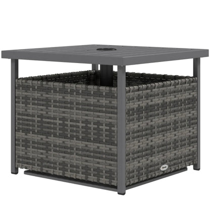 Outsunny Outdoor Rattan Wicker Coffee Table w/ Umbrella Hole Suitable for Garden Garden