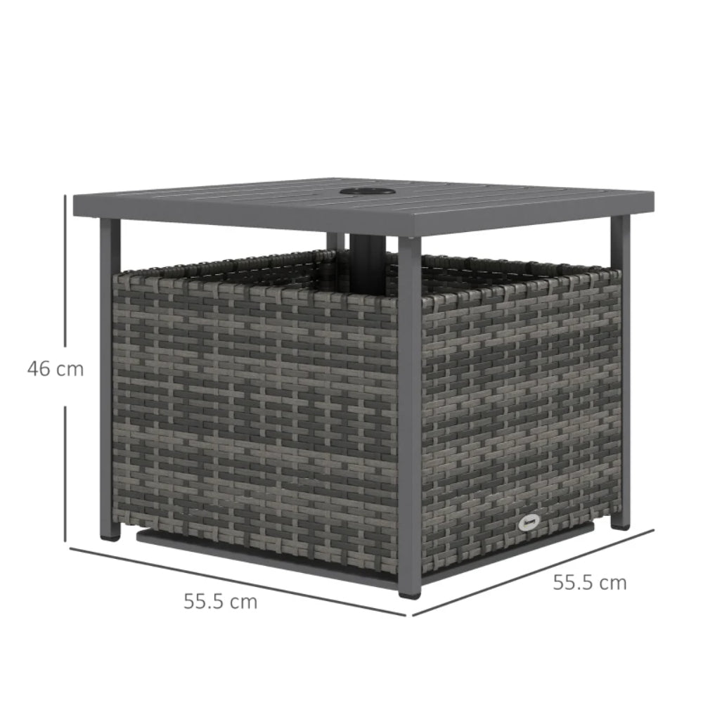 Outsunny Outdoor Rattan Wicker Coffee Table w/ Umbrella Hole Suitable for Garden Garden