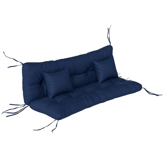 Outsunny Outdoor Seat Cushions Back Cushion with 2 Pillows, Water Repellent Seat Pads for 3-Seater Chair 