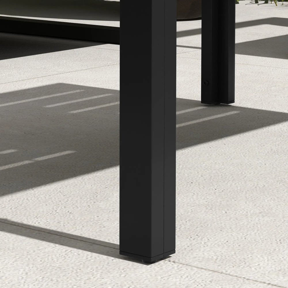 Outsunny Outdoor Side Table, Rectangular Patio Coffee Side Table with Steel Frame and Slat Tabletop for Garden, Balcony, Black 8