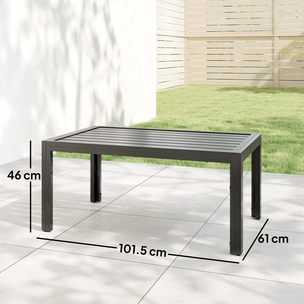 Outsunny Outdoor Side Table, Rectangular Patio Coffee Side Table with Steel Frame and Slat Tabletop for Garden, Balcony, Grey 84G-291V00CG 2