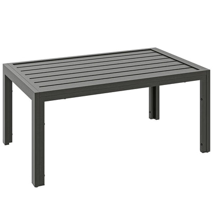 Outsunny Outdoor Side Table, Rectangular Patio Coffee Side Table with Steel Frame and Slat Tabletop for Garden, Balcony, Grey 84G-291V00CG 