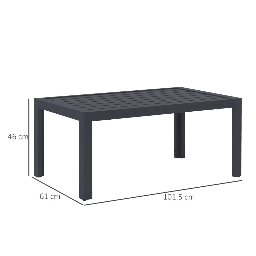 Outsunny Outdoor Side Table, Rectangular Patio Coffee Side Table with Steel Frame and Slat Tabletop for Garden, Balcony, Grey 84G-291V00GY 2