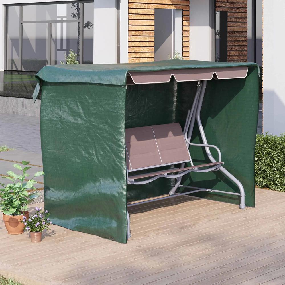 Outsunny Patio 3 Seater Swing Chair Bench Cover Outdoor Garden Furniture Rain Protection Cover Protector Waterproof Anti-UV, 215L x 155W x 150Hcm 1