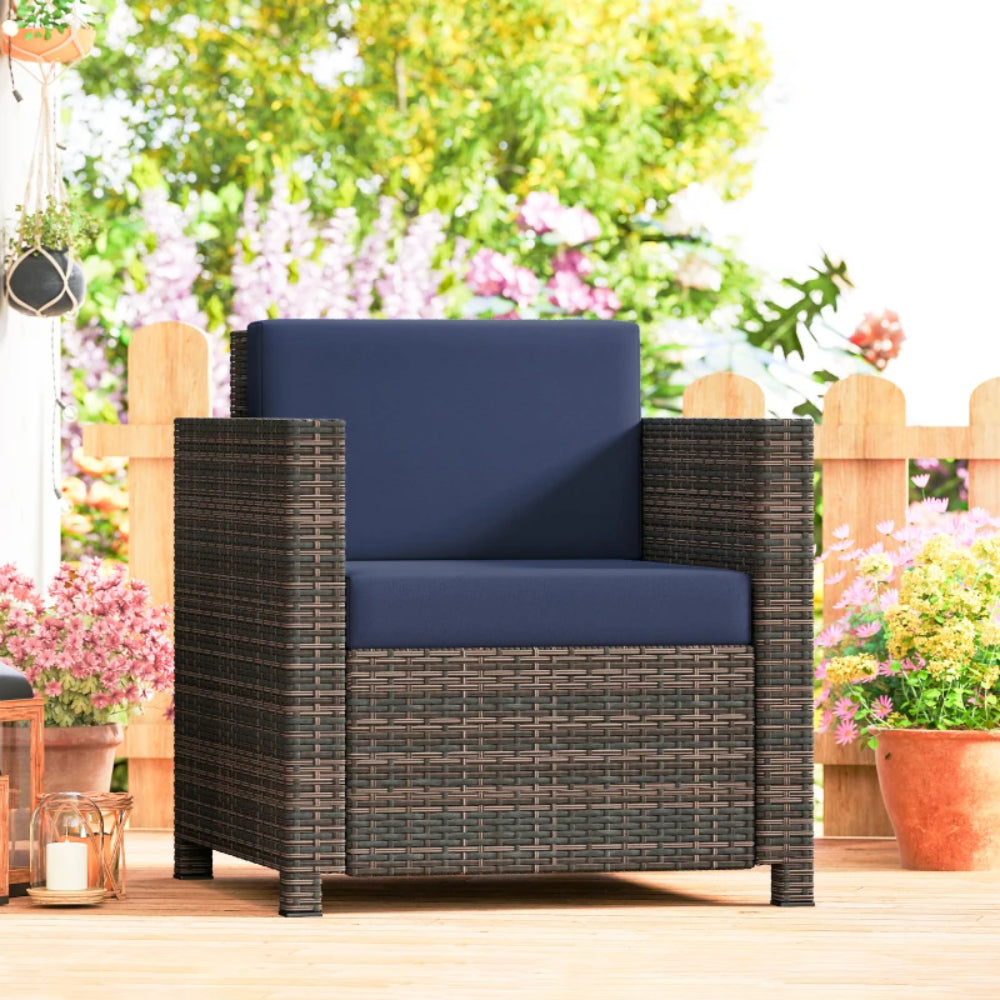 Outsunny PE Rattan Garden Armchair with Cushion