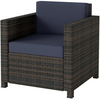 Outsunny PE Rattan Garden Armchair with Cushion