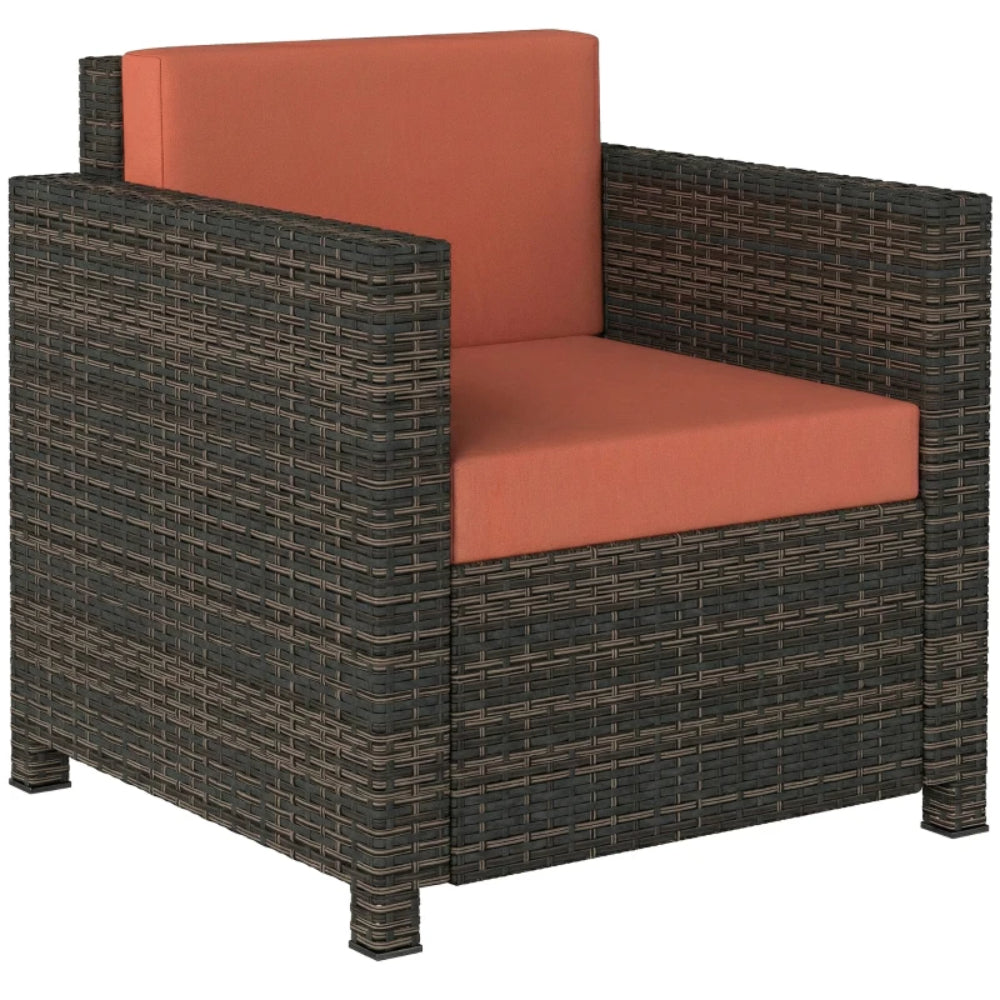 Outsunny PE Rattan Garden Armchair with Cushion