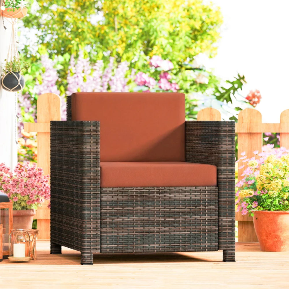 Outsunny PE Rattan Garden Armchair with Cushion