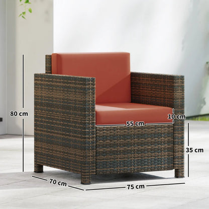 Outsunny PE Rattan Garden Armchair with Cushion
