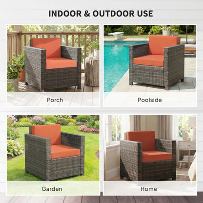 Outsunny PE Rattan Garden Armchair with Cushion