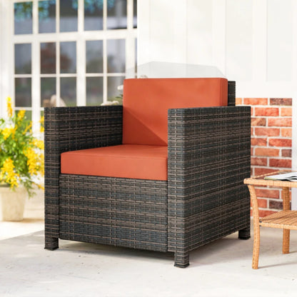 Outsunny PE Rattan Garden Armchair with Cushion