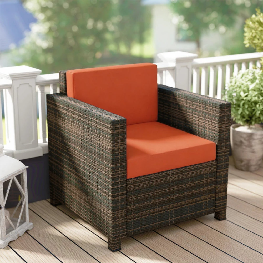 Outsunny PE Rattan Garden Armchair with Cushion