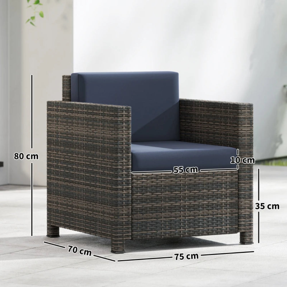 Outsunny PE Rattan Garden Armchair with Cushion