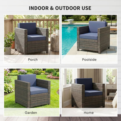 Outsunny PE Rattan Garden Armchair with Cushion