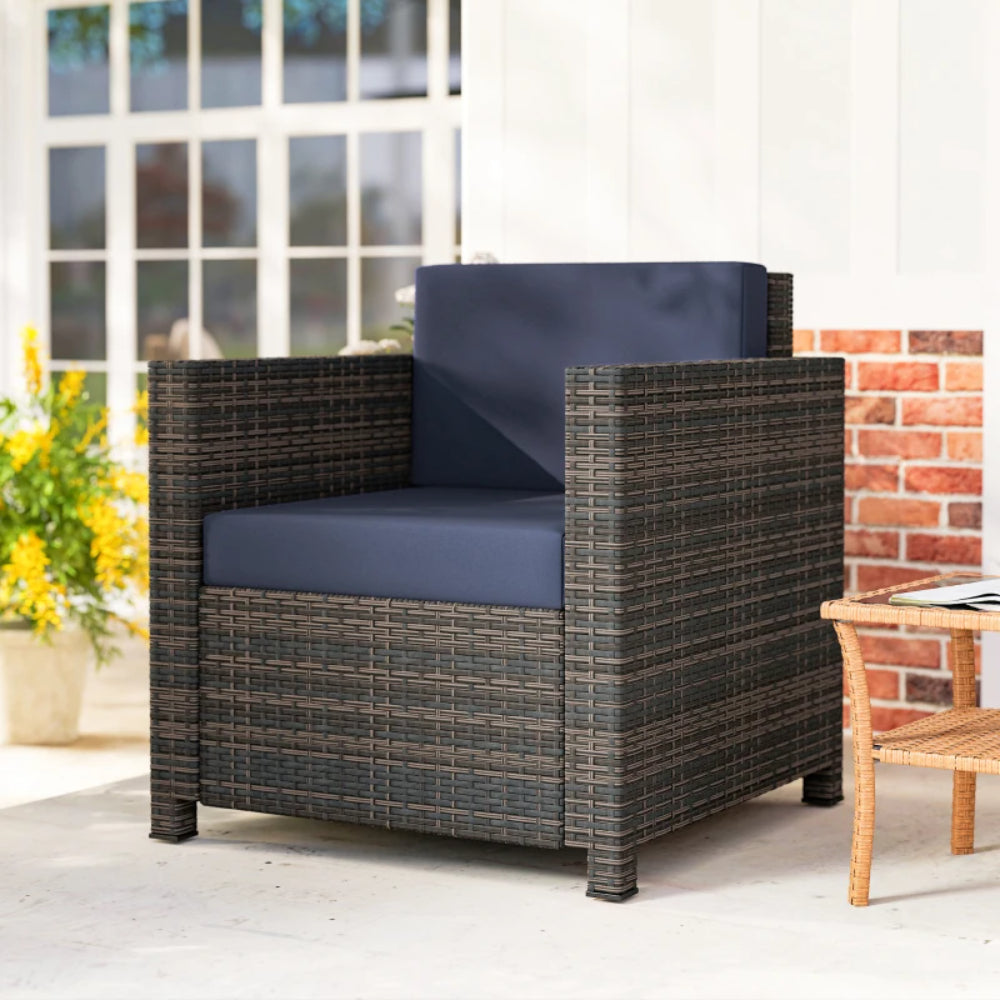 Outsunny PE Rattan Garden Armchair with Cushion