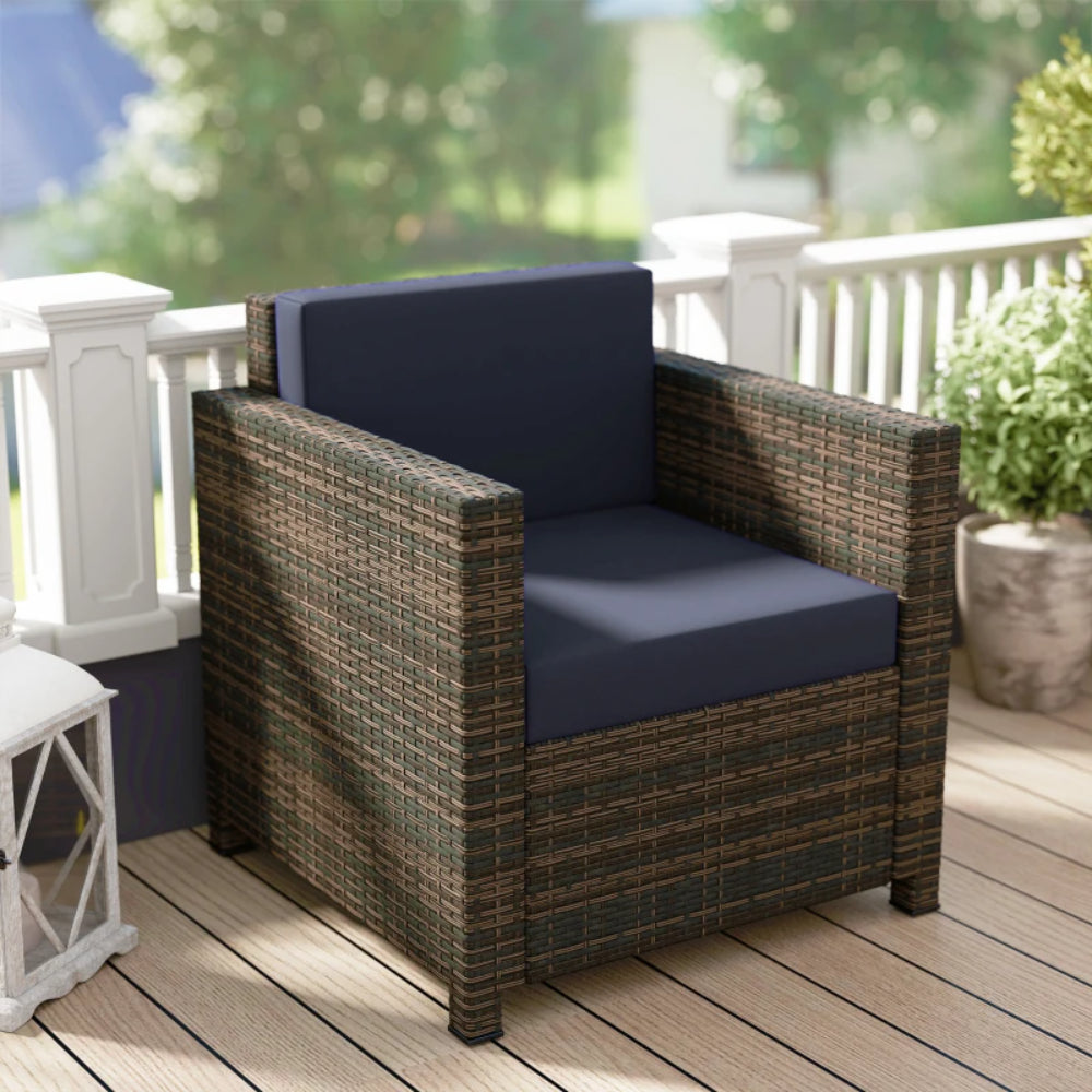Outsunny PE Rattan Garden Armchair with Cushion
