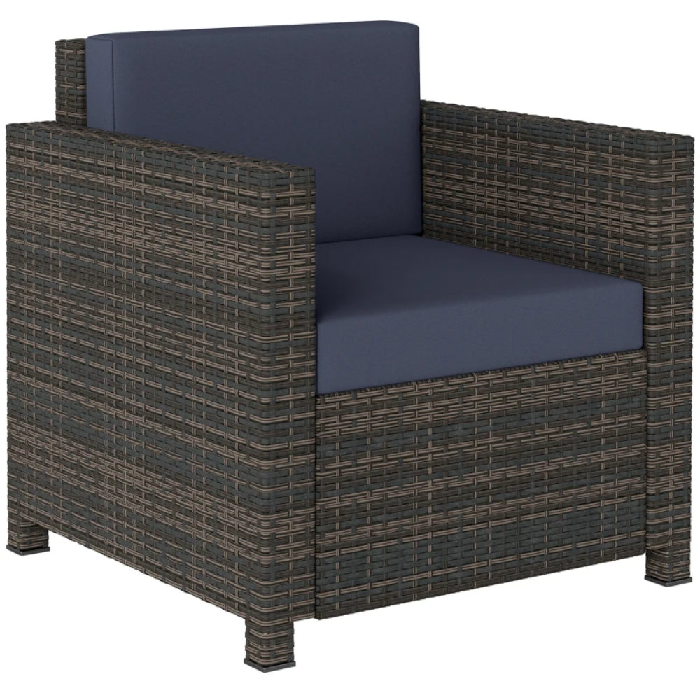Outsunny PE Rattan Garden Armchair with Cushion