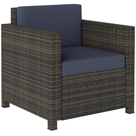 Outsunny PE Rattan Garden Armchair with Cushion