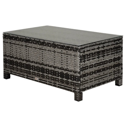 Outsunny PE Rattan Garden Coffee Table, with Glass Table Top