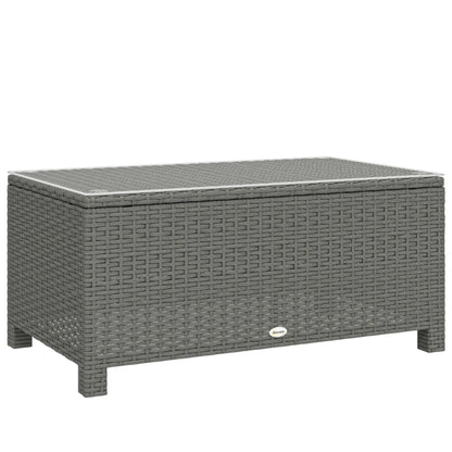 Outsunny PE Rattan Garden Coffee Table, with Glass Table Top