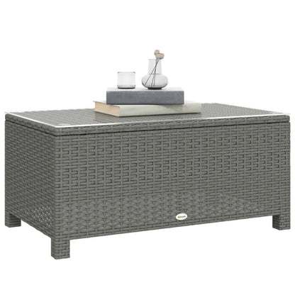 Outsunny PE Rattan Garden Coffee Table, with Glass Table Top
