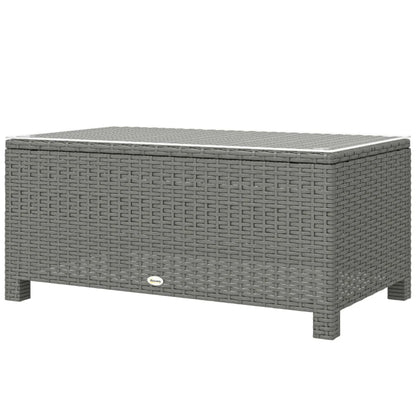 Outsunny PE Rattan Garden Coffee Table, with Glass Table Top