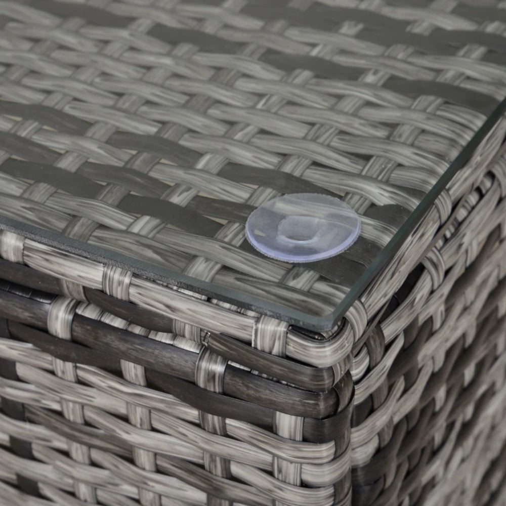 Outsunny PE Rattan Garden Coffee Table, with Glass Table Top