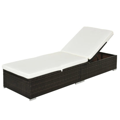 Outsunny PE Rattan Sun Lounger, Five-level Adjustable Recliner Bed Chair with Soft Padded Cushion for Patio, Garden, Mixed Brown