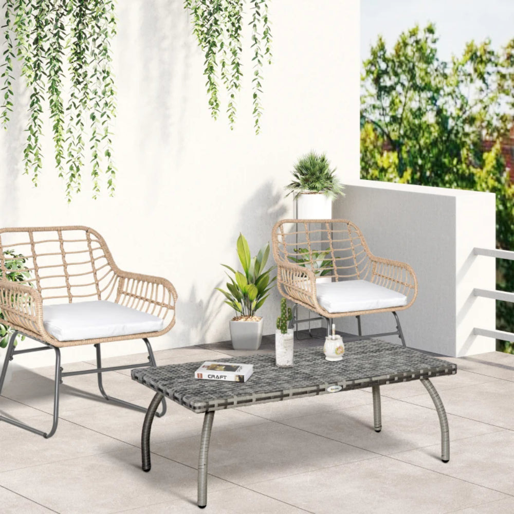Outsunny PE Wicker Rattan Garden Coffee Table