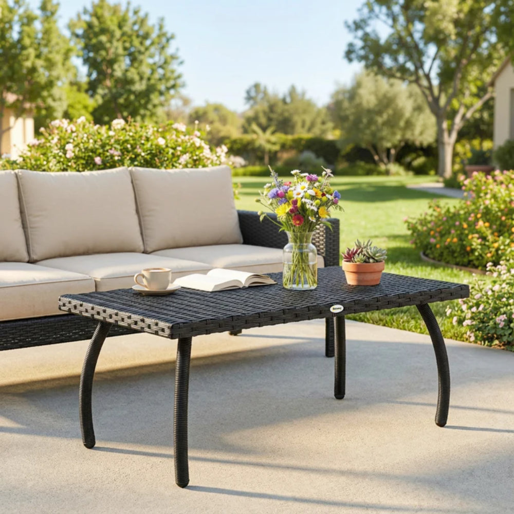 Outsunny PE Wicker Rattan Garden Coffee Table