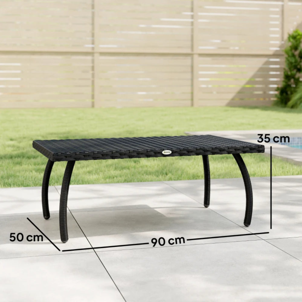 Outsunny PE Wicker Rattan Garden Coffee Table
