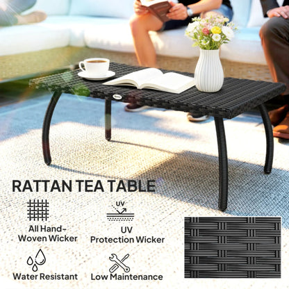 Outsunny PE Wicker Rattan Garden Coffee Table