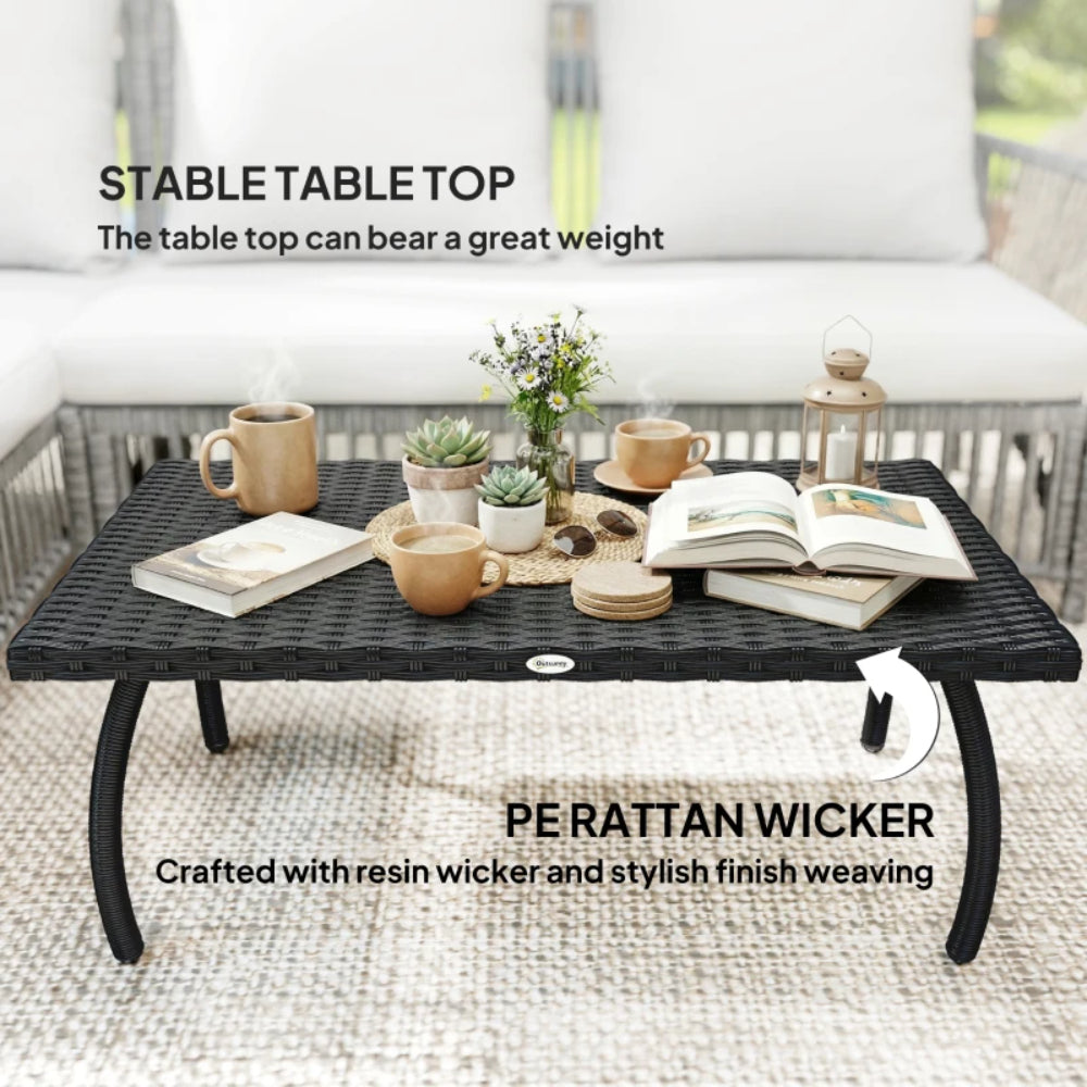 Outsunny PE Wicker Rattan Garden Coffee Table