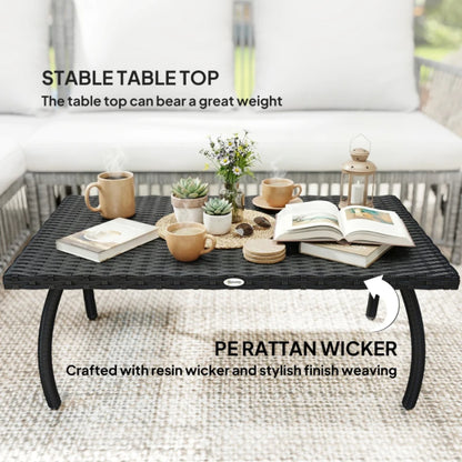 Outsunny PE Wicker Rattan Garden Coffee Table