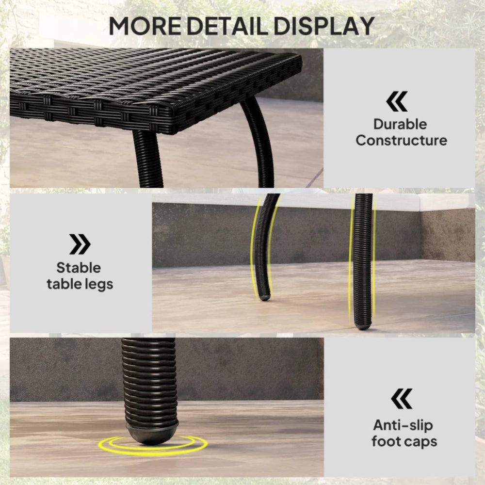 Outsunny PE Wicker Rattan Garden Coffee Table