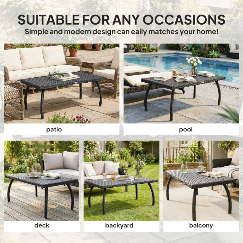 Outsunny PE Wicker Rattan Garden Coffee Table