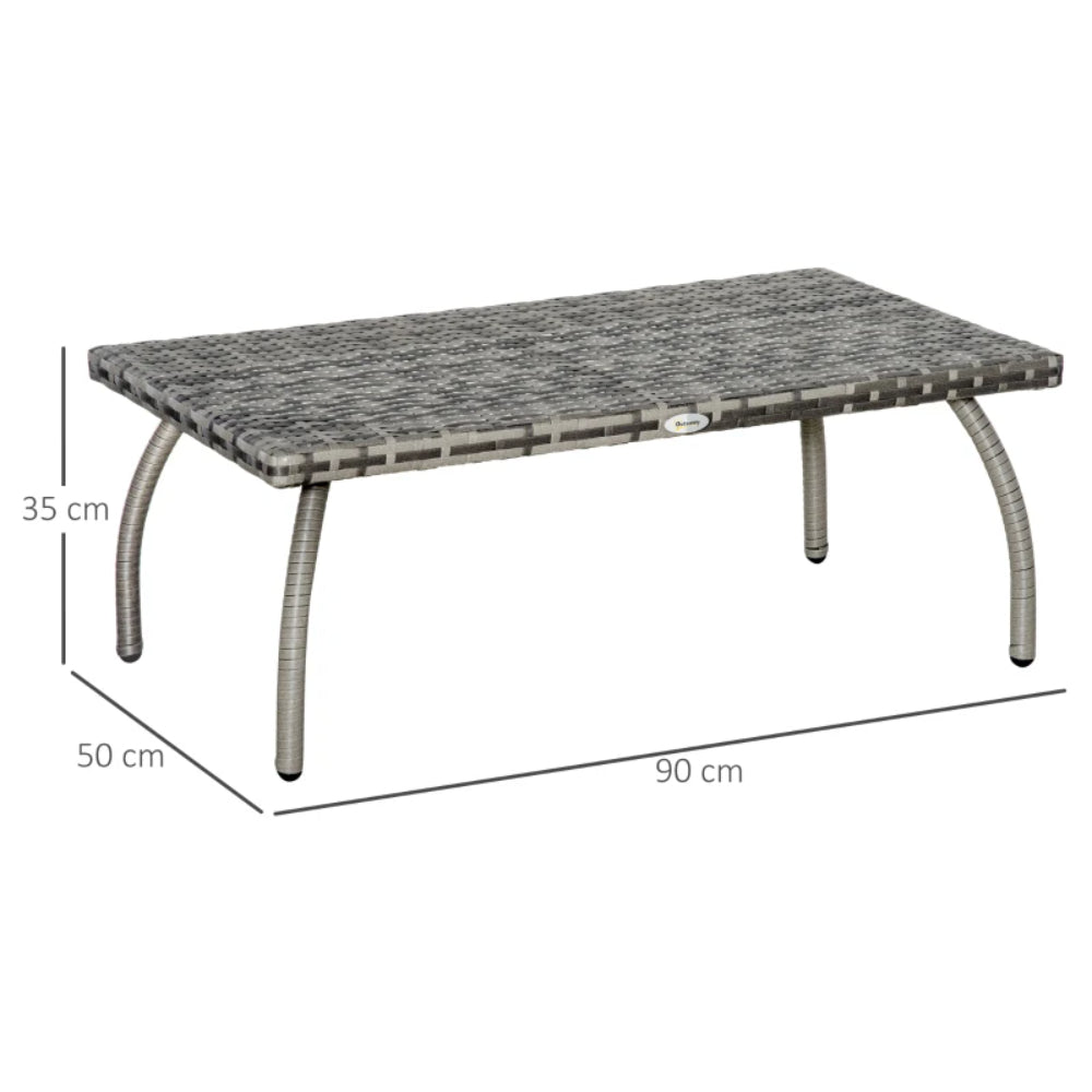 Outsunny PE Wicker Rattan Garden Coffee Table