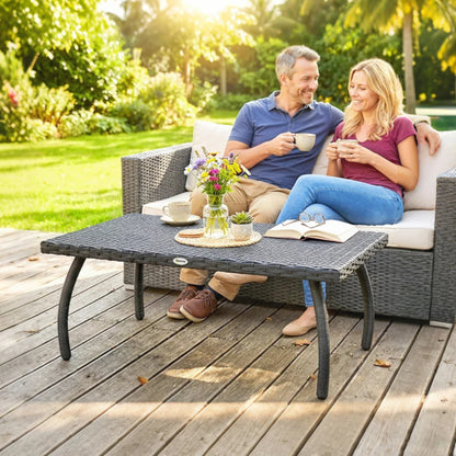 Outsunny PE Wicker Rattan Garden Coffee Table